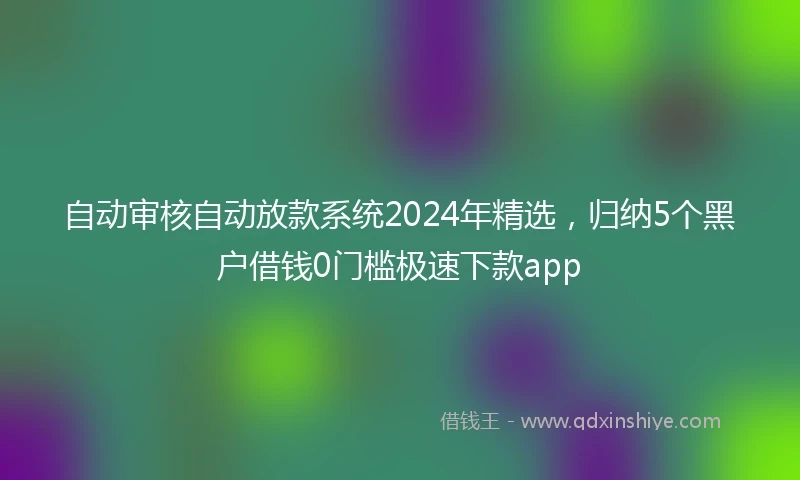 自动审核自动放款系统2024年精选，归纳5个黑户借钱0门槛极速下款app