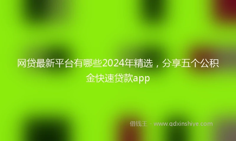 网贷最新平台有哪些2024年精选，分享五个公积金快速贷款app