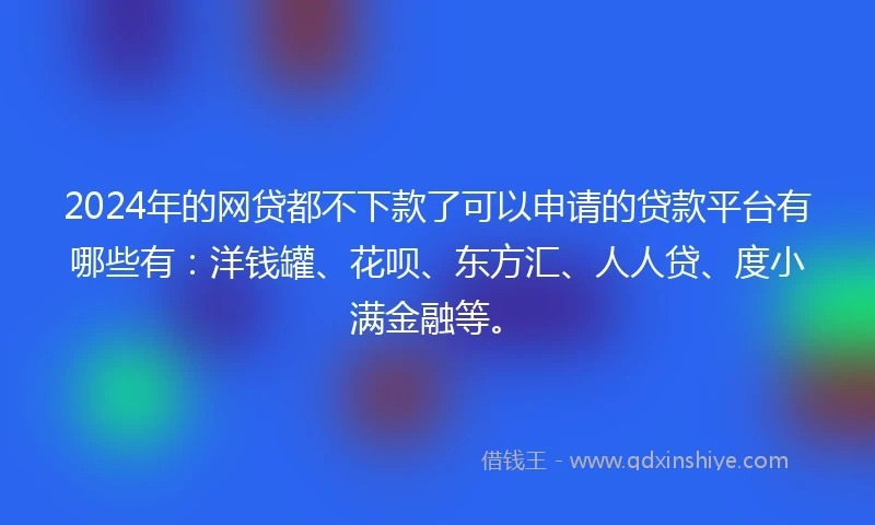 2024年的网贷都不下款了可以申请的贷款平台有哪些有：洋钱罐、花呗、东方汇、人人贷、度小满金融等。