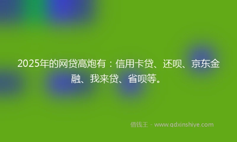 2025年的网贷高炮有：信用卡贷、还呗、京东金融、我来贷、省呗等。