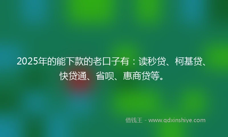 2025年的能下款的老口子有：读秒贷、柯基贷、快贷通、省呗、惠商贷等。