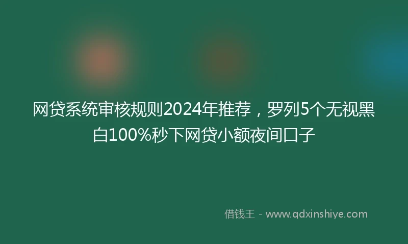 网贷系统审核规则2024年推荐，罗列5个无视黑白100%秒下网贷小额夜间口子