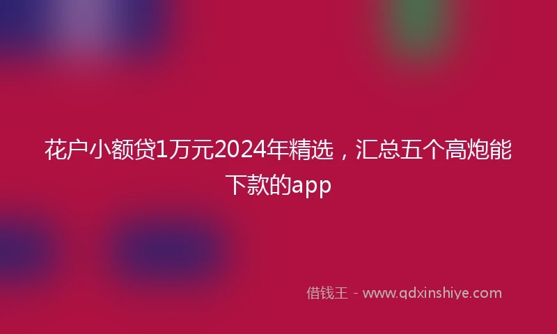 花户小额贷1万元2024年精选，汇总五个高炮能下款的app