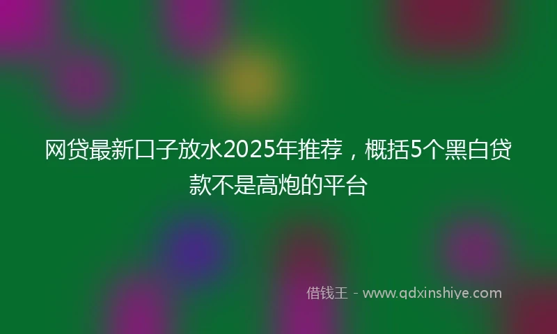网贷最新口子放水2025年推荐，概括5个黑白贷款不是高炮的平台
