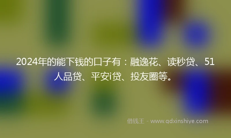 2024年的能下钱的口子有：融逸花、读秒贷、51人品贷、平安i贷、投友圈等。