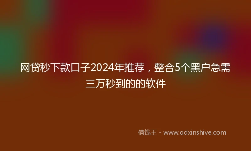 网贷秒下款口子2024年推荐，整合5个黑户急需三万秒到的的软件