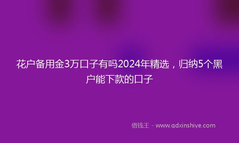花户备用金3万口子有吗2024年精选，归纳5个黑户能下款的口子