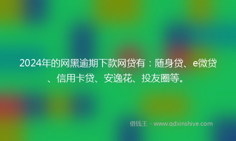 2024年的网黑逾期下款网贷有：随身贷、e微贷、信用卡贷、安逸花、投友圈等。