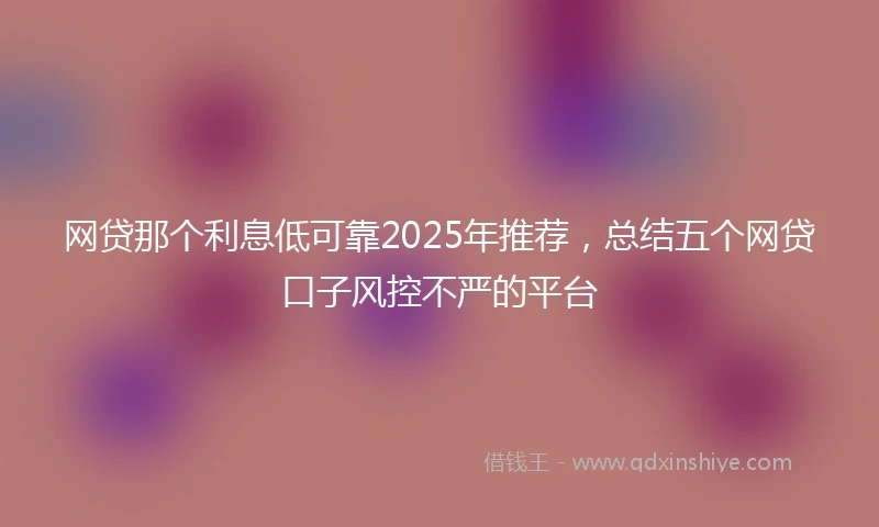 网贷那个利息低可靠2025年推荐，总结五个网贷口子风控不严的平台
