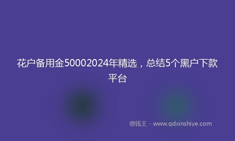 花户备用金50002024年精选，总结5个黑户下款平台
