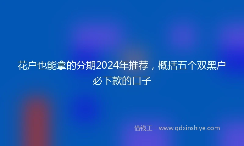 花户也能拿的分期2024年推荐，概括五个双黑户必下款的口子