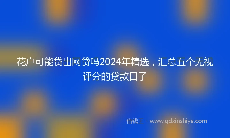 花户可能贷出网贷吗2024年精选，汇总五个无视评分的贷款口子