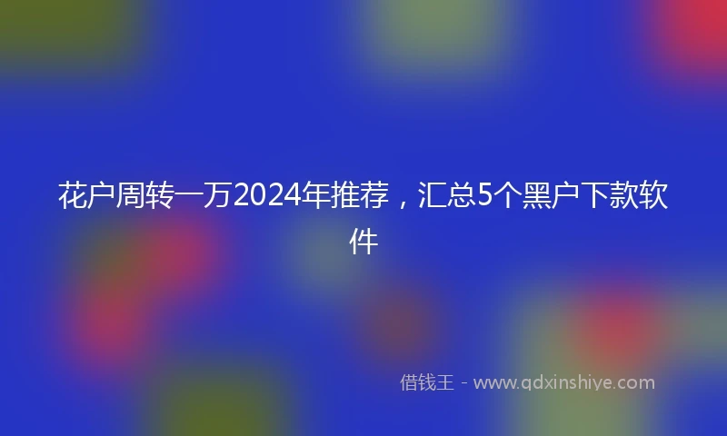 花户周转一万2024年推荐，汇总5个黑户下款软件