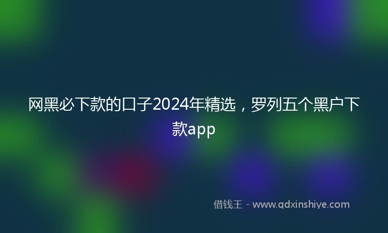 网黑必下款的口子2024年精选，罗列五个黑户下款app
