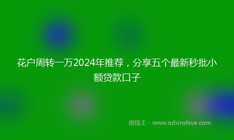花户周转一万2024年推荐，分享五个最新秒批小额贷款口子