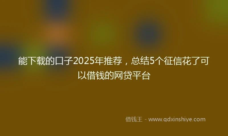 能下载的口子2025年推荐，总结5个征信花了可以借钱的网贷平台