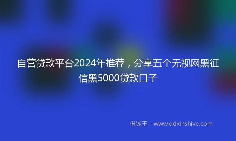 自营贷款平台2024年推荐，分享五个无视网黑征信黑5000贷款口子