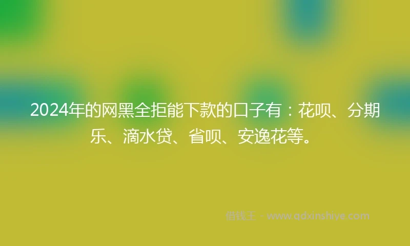 2024年的网黑全拒能下款的口子有：花呗、分期乐、滴水贷、省呗、安逸花等。