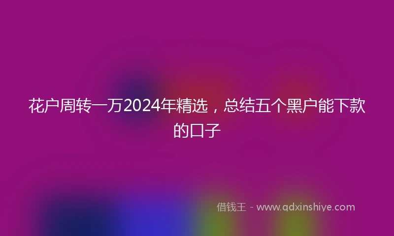 花户周转一万2024年精选，总结五个黑户能下款的口子