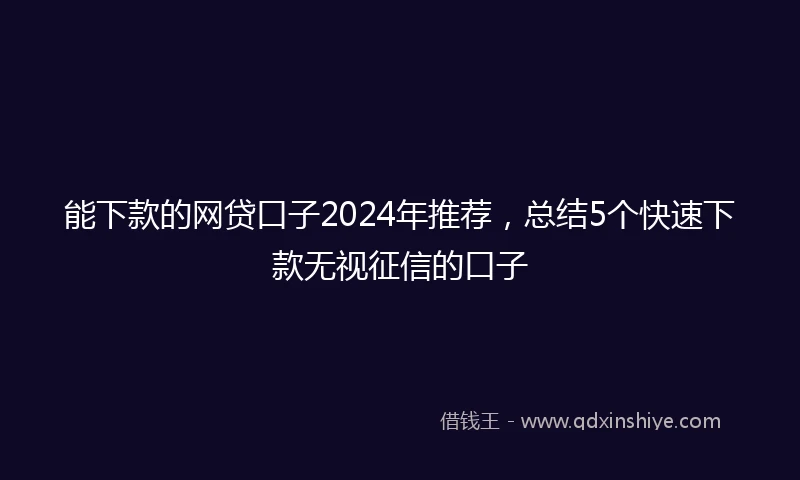 能下款的网贷口子2024年推荐，总结5个快速下款无视征信的口子