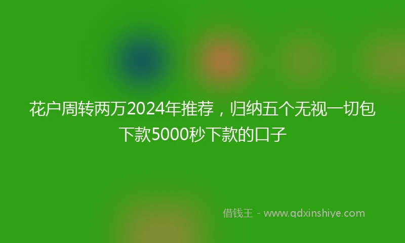 花户周转两万2024年推荐，归纳五个无视一切包下款5000秒下款的口子