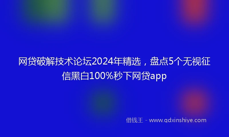 网贷破解技术论坛2024年精选，盘点5个无视征信黑白100%秒下网贷app