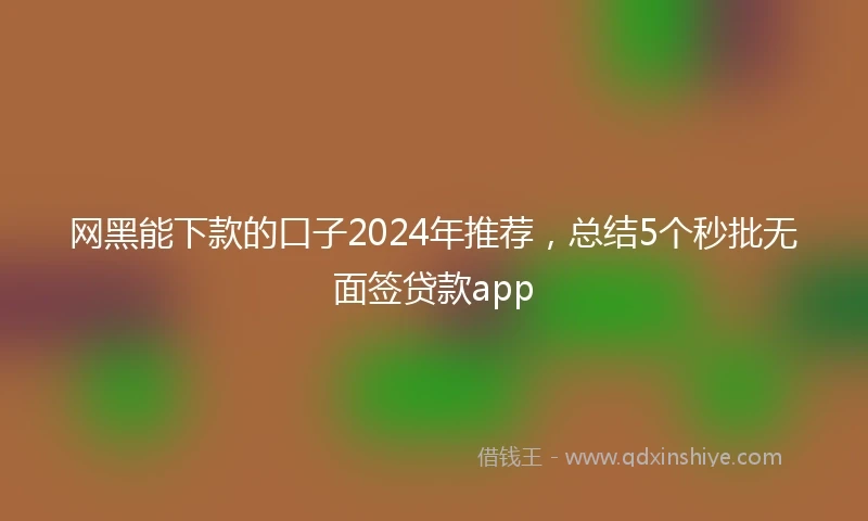 网黑能下款的口子2024年推荐，总结5个秒批无面签贷款app