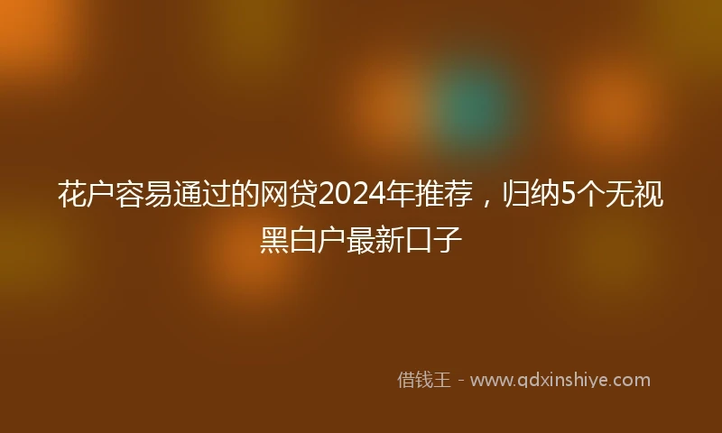 花户容易通过的网贷2024年推荐，归纳5个无视黑白户最新口子