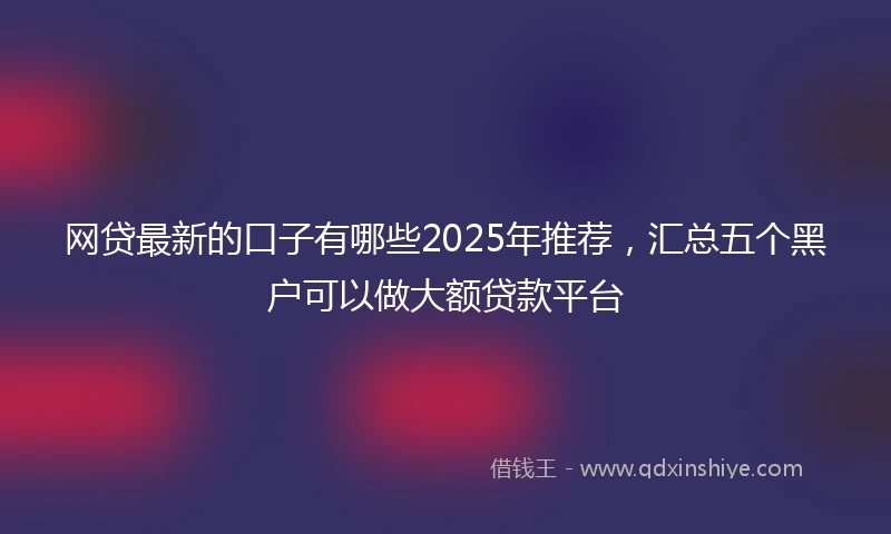 网贷最新的口子有哪些2025年推荐，汇总五个黑户可以做大额贷款平台