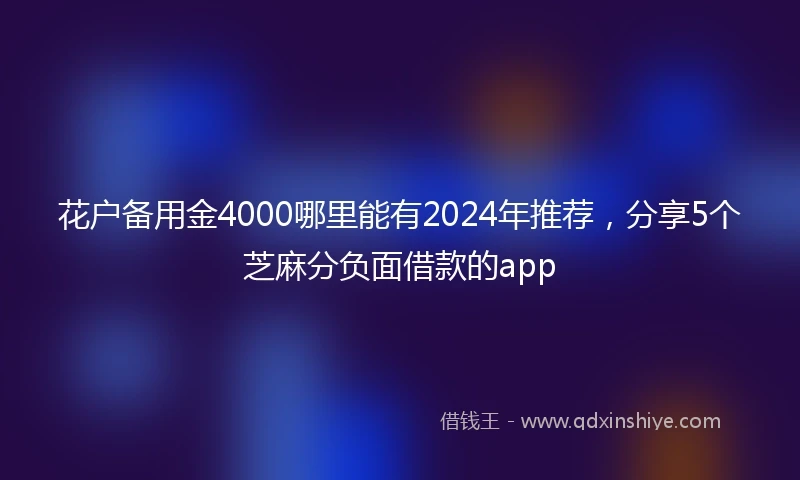 花户备用金4000哪里能有2024年推荐,分享5个芝麻分负面借款的app