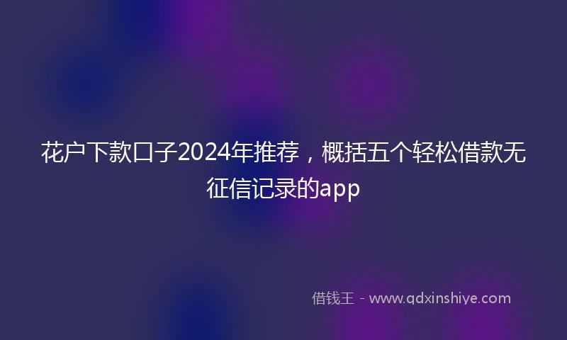 花户下款口子2024年推荐，概括五个轻松借款无征信记录的app