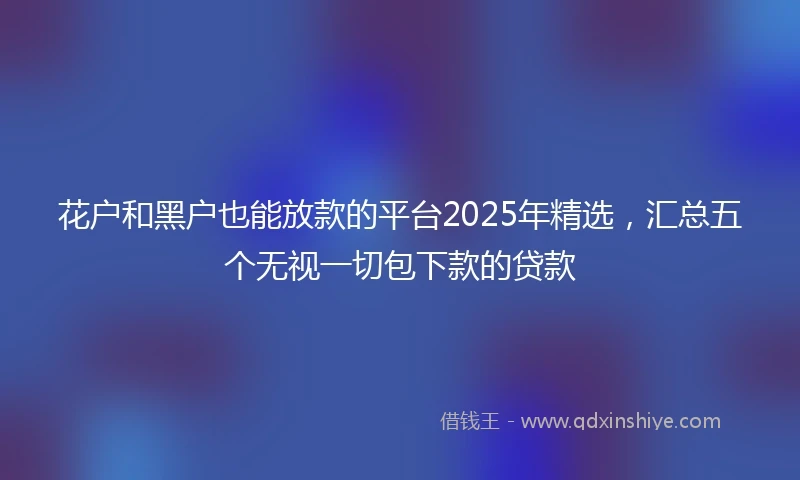 花户和黑户也能放款的平台2025年精选，汇总五个无视一切包下款的贷款