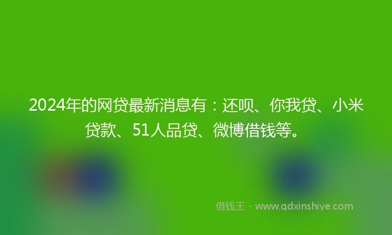 2024年的网贷最新消息有：还呗、你我贷、小米贷款、51人品贷、微博借钱等。