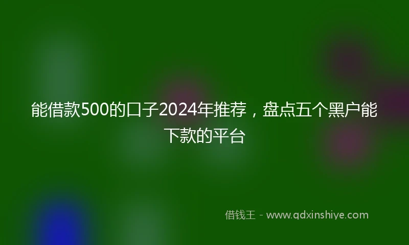 能借款500的口子2024年推荐，盘点五个黑户能下款的平台