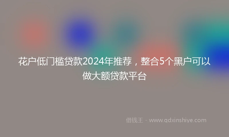 花户低门槛贷款2024年推荐，整合5个黑户可以做大额贷款平台