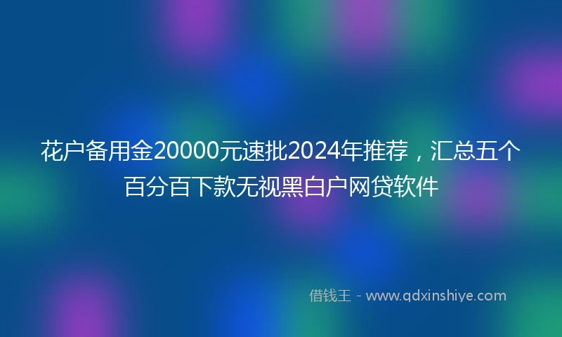 花户备用金20000元速批2024年推荐，汇总五个百分百下款无视黑白户网贷软件