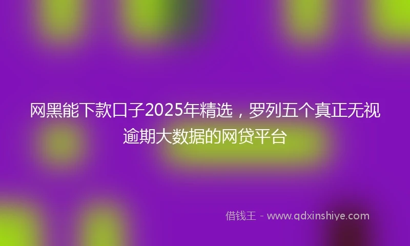 网黑能下款口子2025年精选，罗列五个真正无视逾期大数据的网贷平台
