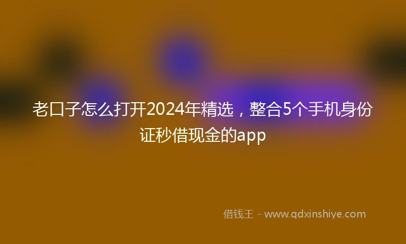 老口子怎么打开2024年精选，整合5个手机身份证秒借现金的app