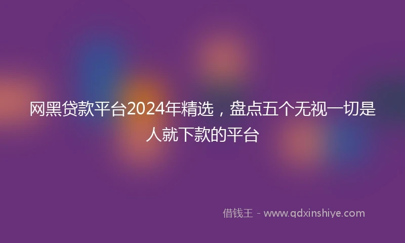 网黑贷款平台2024年精选，盘点五个无视一切是人就下款的平台