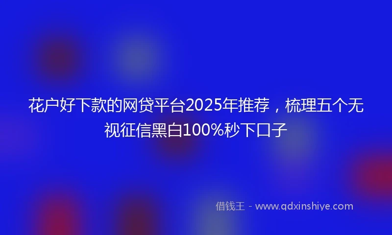 花户好下款的网贷平台2025年推荐，梳理五个无视征信黑白100%秒下口子