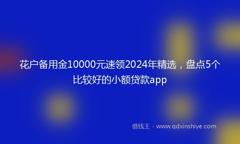 花户备用金10000元速领2024年精选，盘点5个比较好的小额贷款app