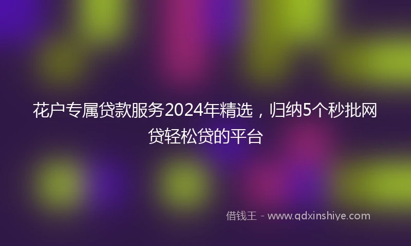 花户专属贷款服务2024年精选，归纳5个秒批网贷轻松贷的平台