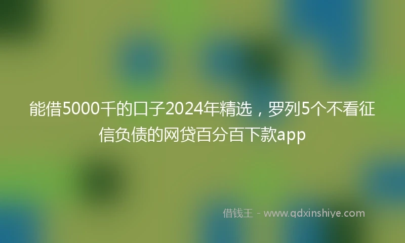 能借5000千的口子2024年精选，罗列5个不看征信负债的网贷百分百下款app
