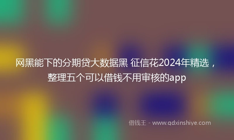 网黑能下的分期贷大数据黑 征信花2024年精选，整理五个可以借钱不用审核的app