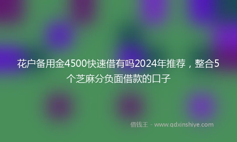 花户备用金4500快速借有吗2024年推荐，整合5个芝麻分负面借款的口子