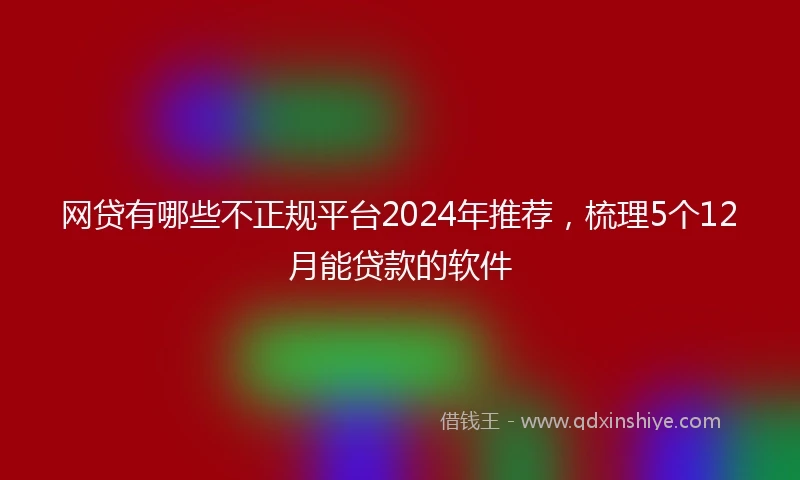 网贷有哪些不正规平台2024年推荐，梳理5个12月能贷款的软件