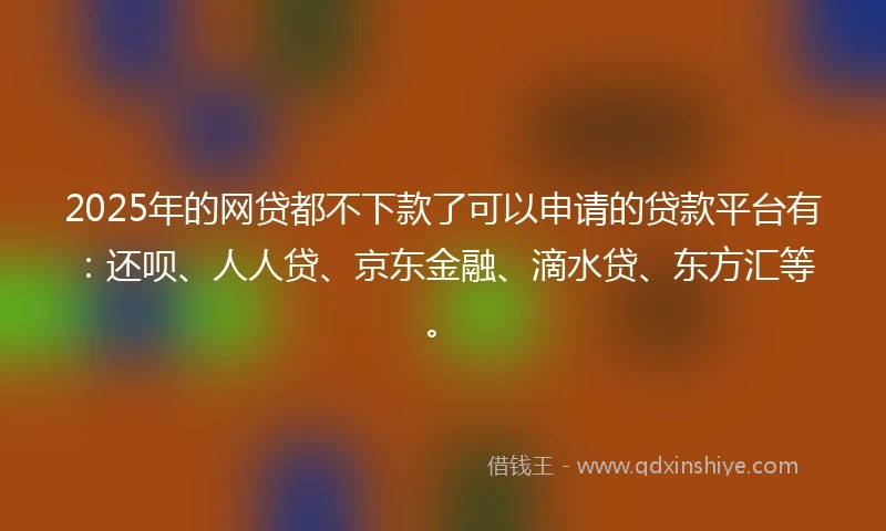 2025年的网贷都不下款了可以申请的贷款平台有：还呗、人人贷、京东金融、滴水贷、东方汇等。