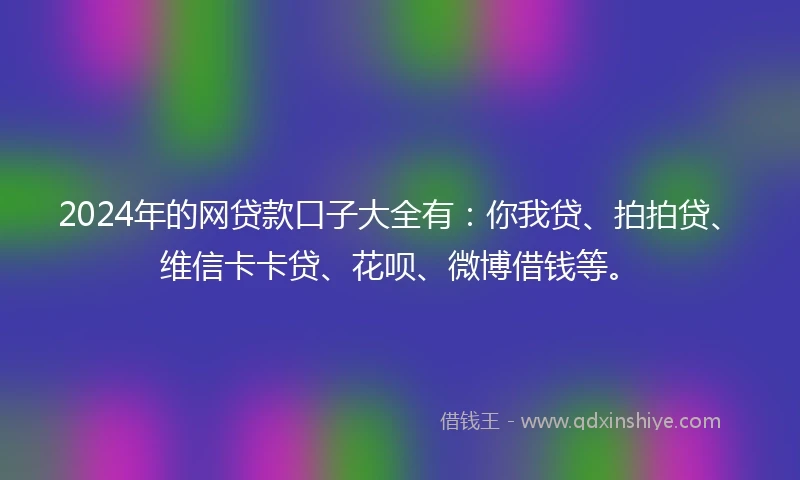 2024年的网贷款口子大全有：你我贷、拍拍贷、维信卡卡贷、花呗、微博借钱等。
