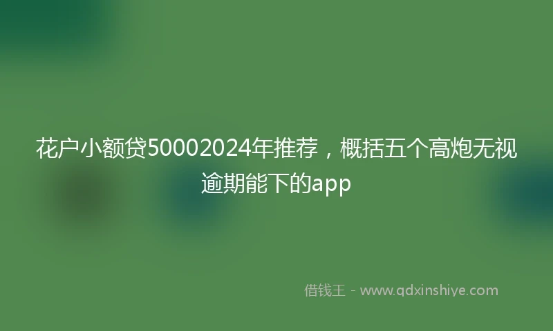 花户小额贷50002024年推荐，概括五个高炮无视逾期能下的app