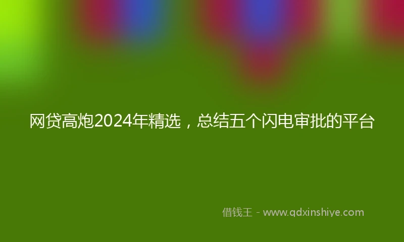 网贷高炮2024年精选，总结五个闪电审批的平台